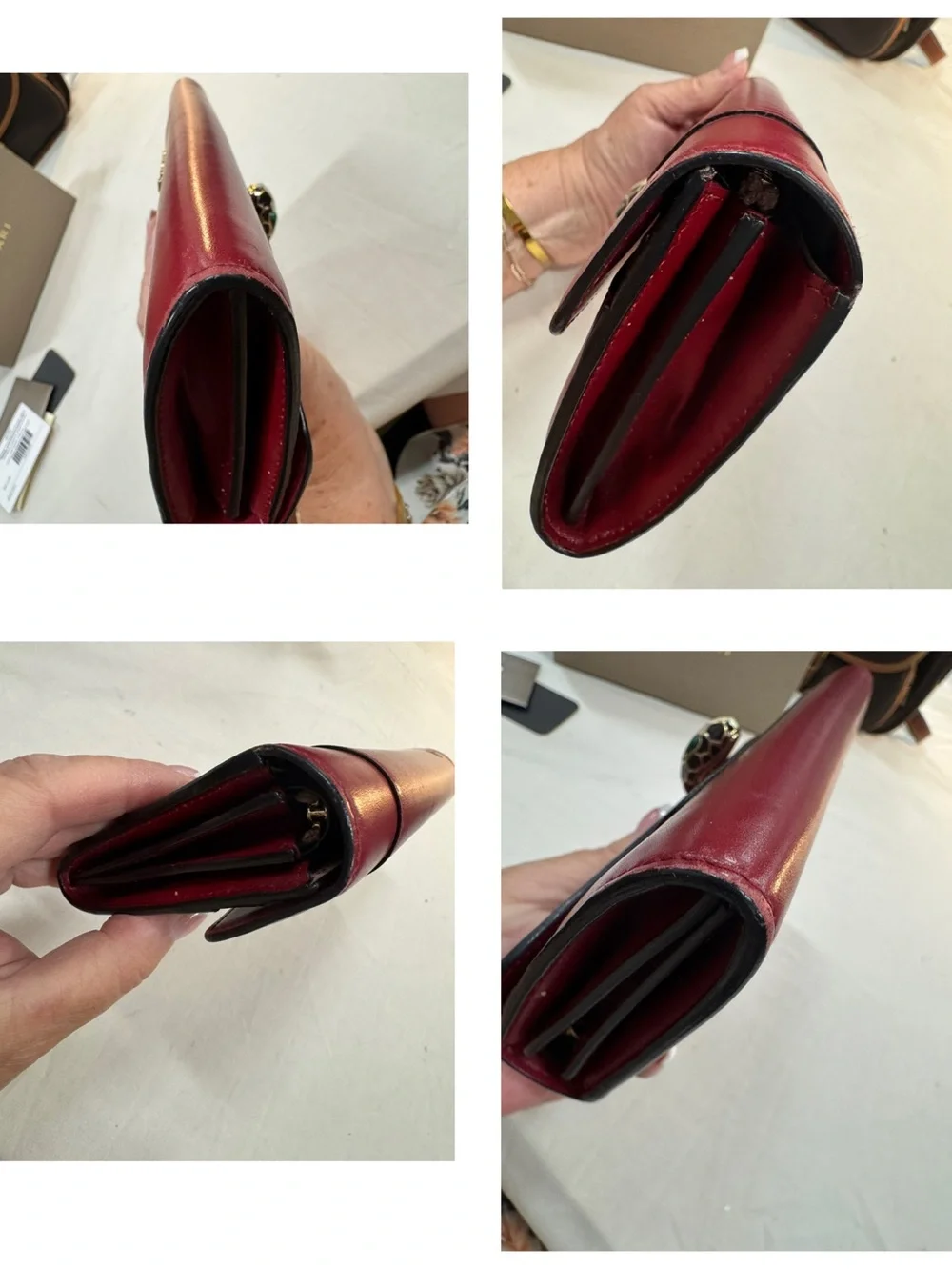Bvlgari Ruby Rose Serpenti Envelope Clutch with Snakehead Clasp Full Inclusion